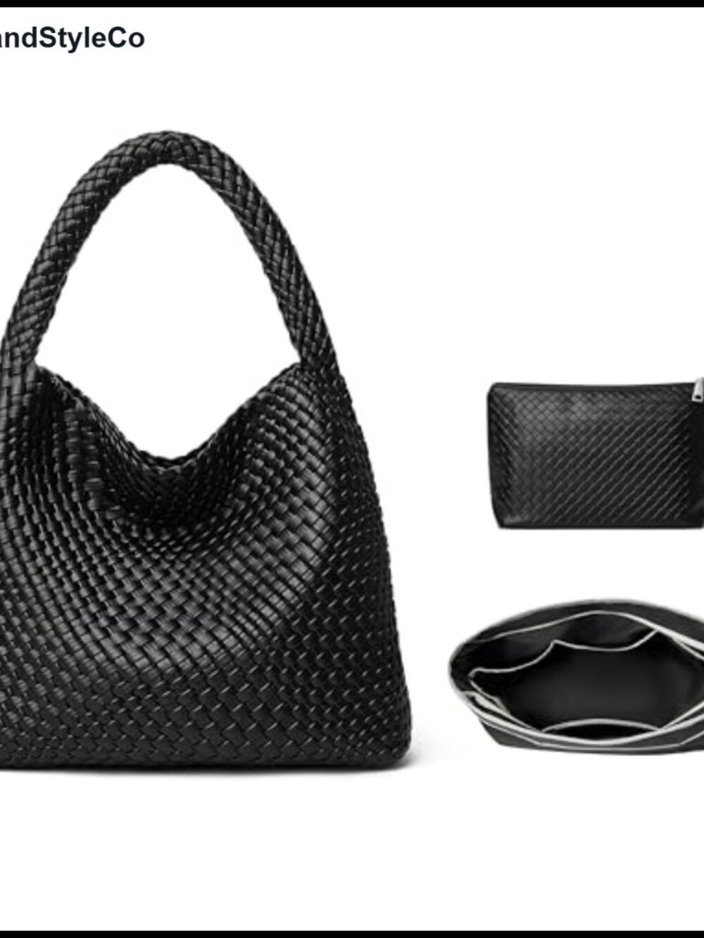 Woven Vegan Faux Leather Tote Bag for Women Large Capacity Hobo Purse